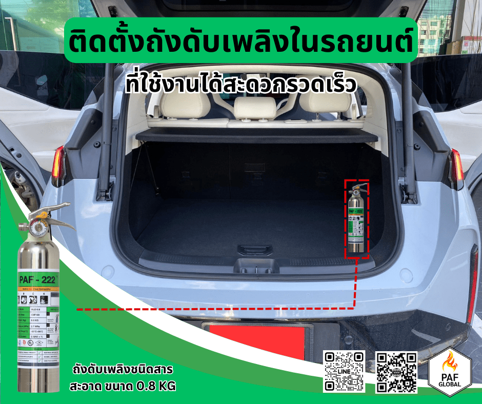 ติดตั้งถังดับเพลิงด้านหลังรถ