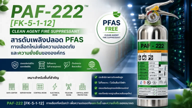PAF-222 [FK-5-1-12] สารดับเพลิงปลอด PFAS แบบ Clean Agent สำหรับ Data Center ห้อง Server และพื้นที่สำคัญ